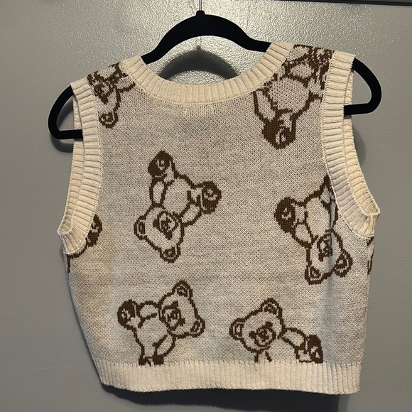Rue21 Cream and Brown Knit Teddy Bear Vest - Picture 5 of 7